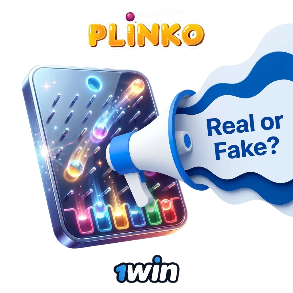Colorful Plinko game board with ball dropping through pegs on 1win casino platform interface